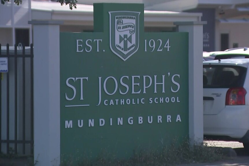 Front sign of St Joseph's Catholic School, Mundingburra