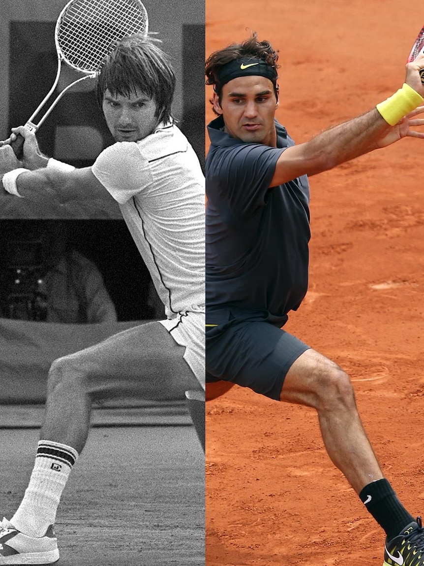 LtoR Jimmy Connors and Roger Federer.