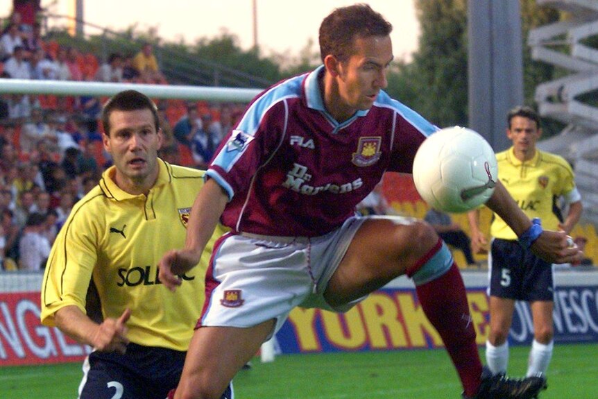 Paolo di Canio plays for West Ham against Metz in the 1999 Intertoto Cup.