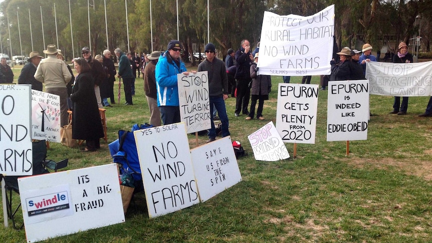 Anti-wind power rally in Canberra.