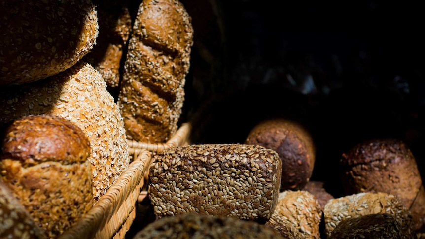 Loaves of bread for sale at London's Borough market.