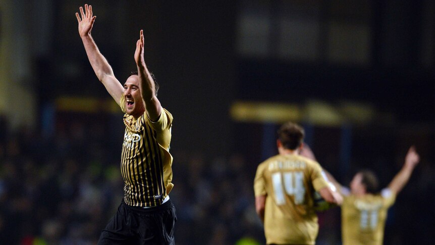 Fairytale run ... Bradford City's Rory McArdle celebrates at the final whistle