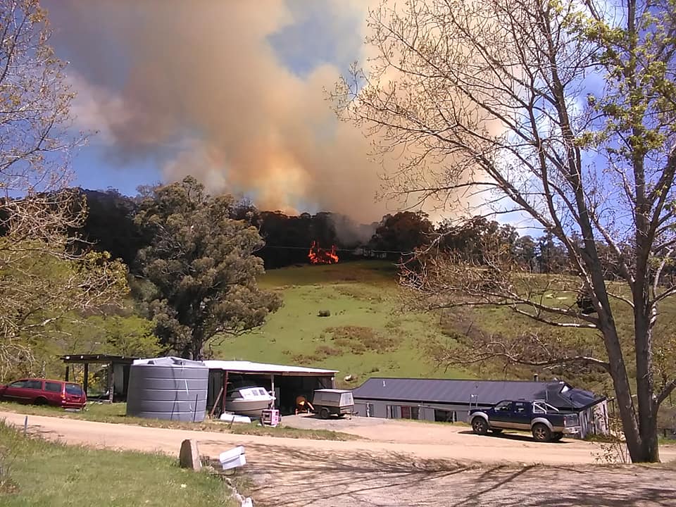 Fire scene near property in Southern Tasmania
