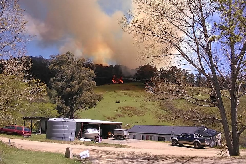 Fire scene near property in Southern Tasmania