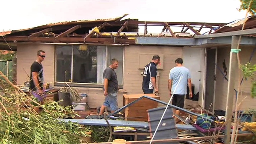 There is little left of the roof of this Wickham home after the cyclone tore through