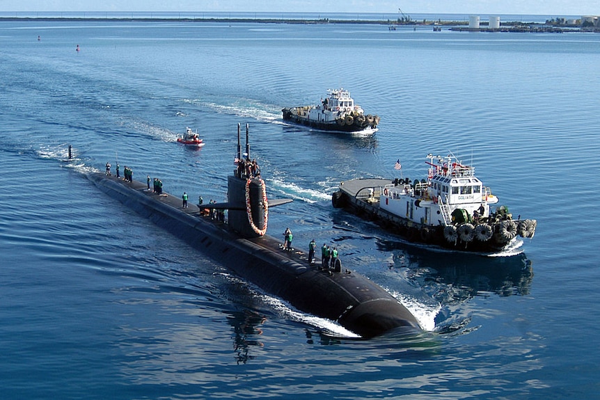 A US nuclear submarine in the water