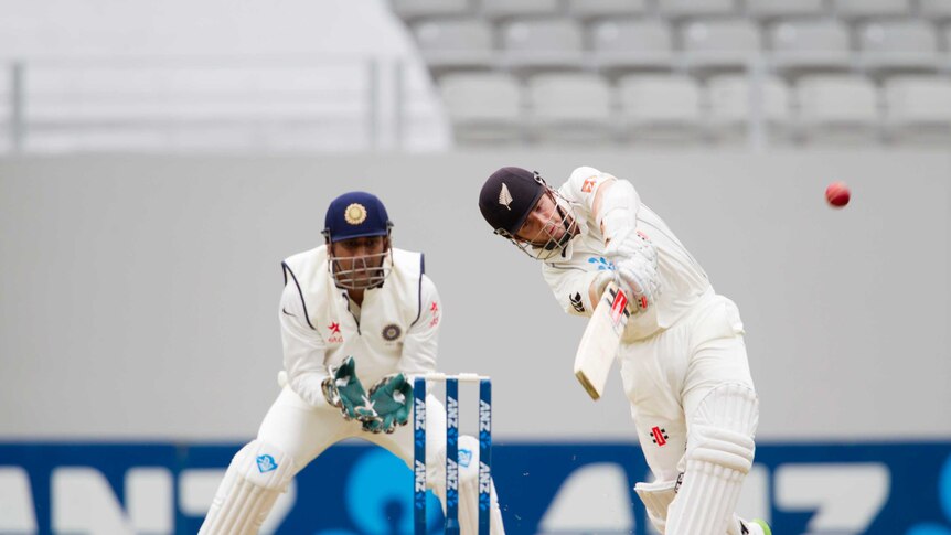 Kane Williamson bats against India