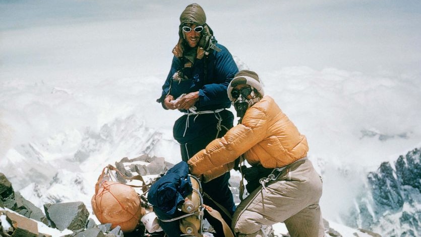 Sir Edmund Hillary and Tenzing Norgay on the ascent of Everest