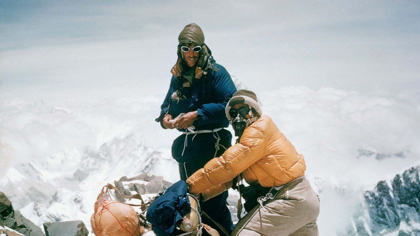 Sir Edmund Hillary and Tenzing Norgay on the ascent of Everest