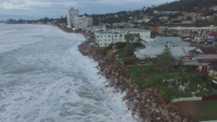 Drone footage captures the king tide which hit Sydney's northern beaches on Sunday night.