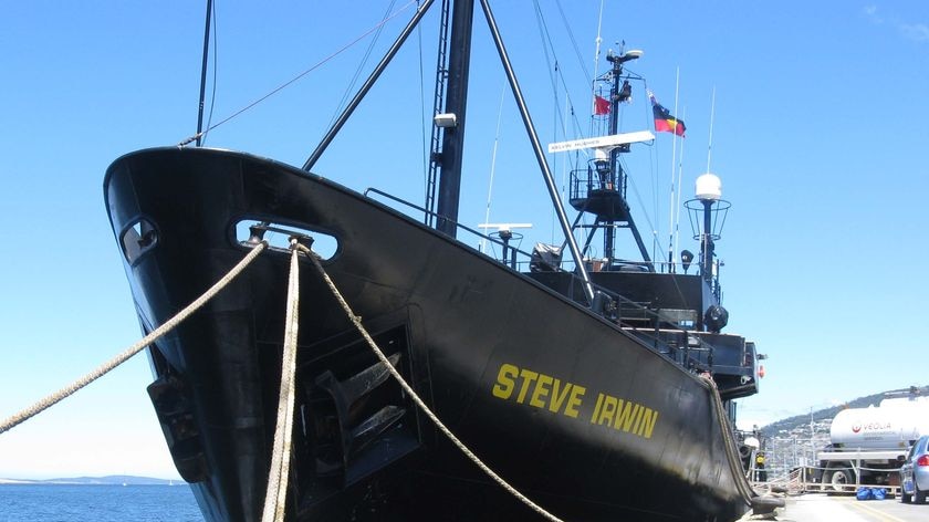 The Sea Shepherd Conservation Society ship, the Steve Irwin, refuels in Hobart