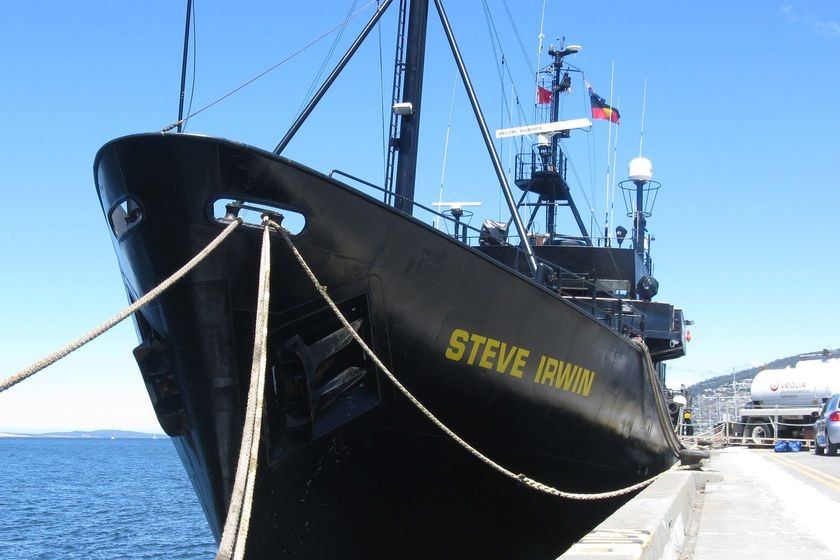 The Sea Shepherd Conservation Society ship, the Steve Irwin, refuels in Hobart