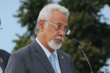 Former East Timor leader Xanana Gusmao addresses the Sunset remembrance service in Kings Park.
