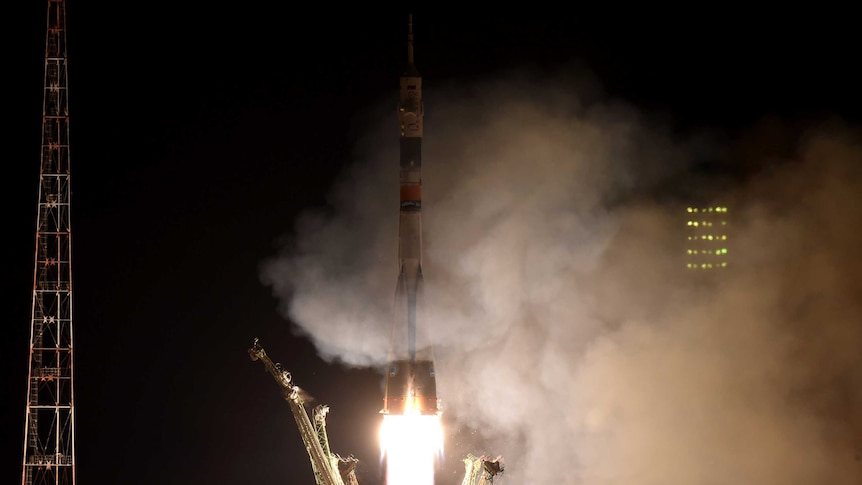 Russian Soyuz spacecraft blasts off