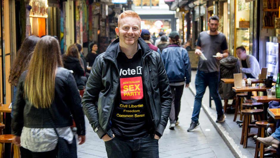 David Peake started volunteering for the Sex Party during the 2013 Federal election.