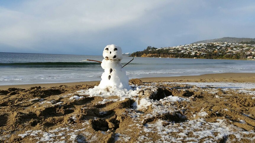 Snowman at Blackmans Beach