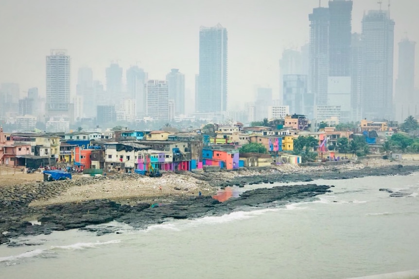 A Mumbai slum after it was painted.