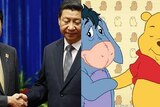 A composite of Winnie the Pooh and Eeyore and Xi Jinping and Shinzo Abe.