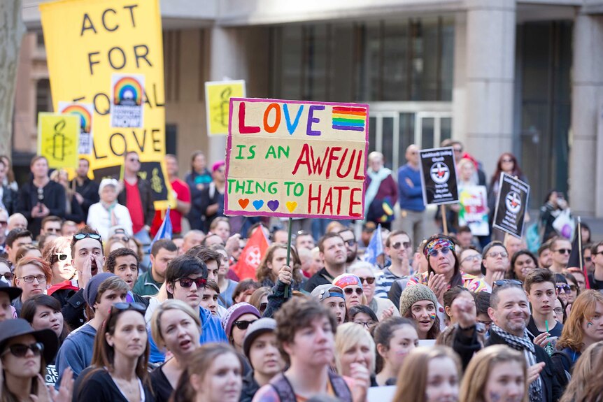 Same sex marriage rally in Sydney, sunday August 9, 2015.