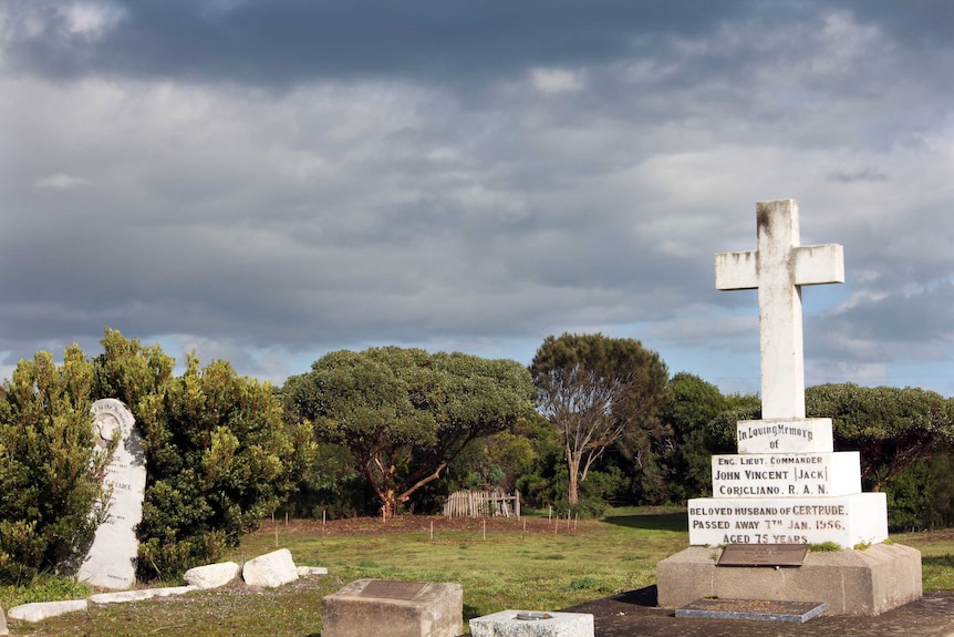 Gravestones in a regional cemetery.