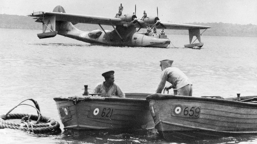 RAAF boats with landed Catalina
