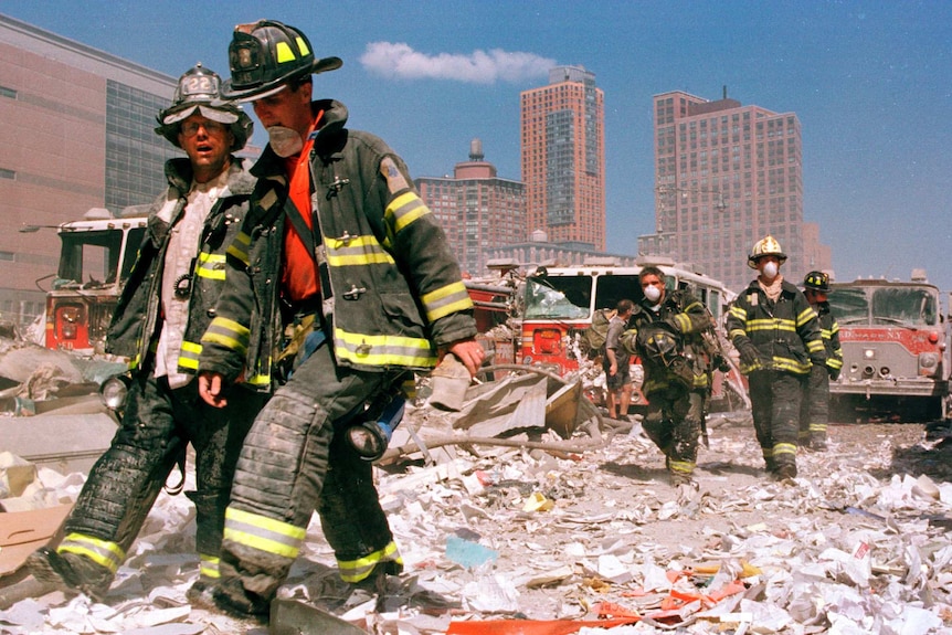 Firefighters at ground zero