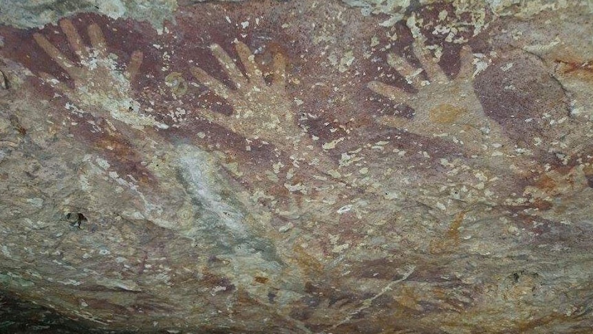 Hand stencils - rock art found on Kisar Island, North of Timor.