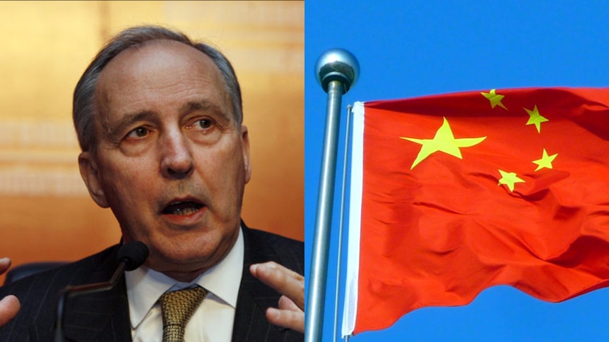 Composite Paul Keating and Chinese flag