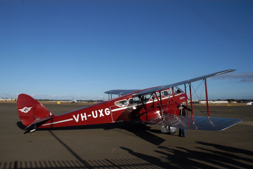 Supplied image of a 1934 de Havilland DH84 Dragon at Bankstown Airport in Sydney.