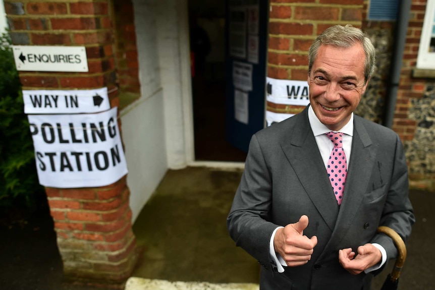 Nigel Farage at the polling station