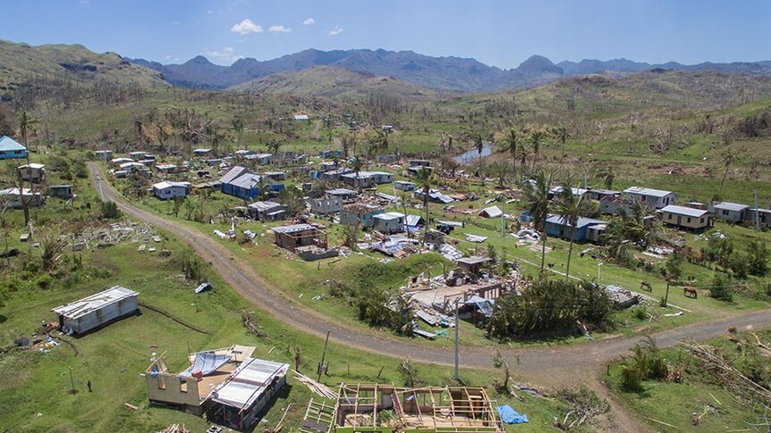 Aerial photo showing Cyclone Winston damage