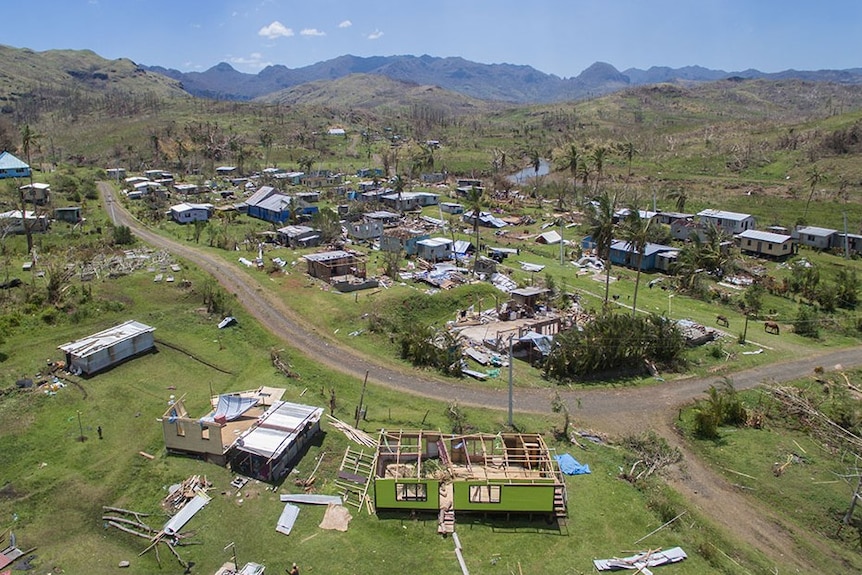 Aerial photo showing Cyclone Winston damage