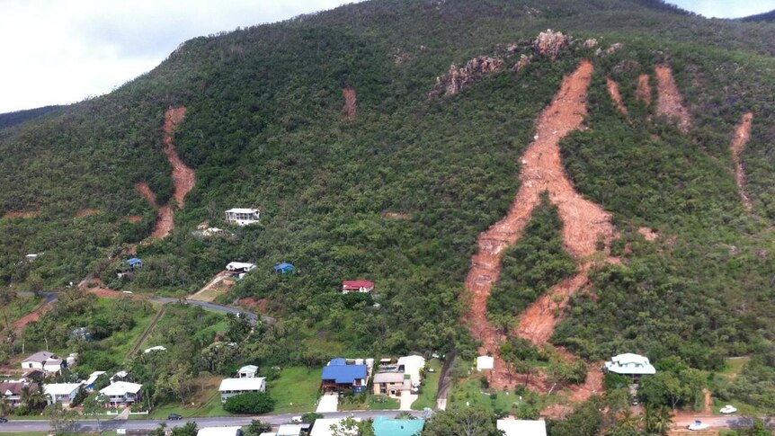 Landslips at Hideaway Bay in north Queensland's Whitsundays on March 31.