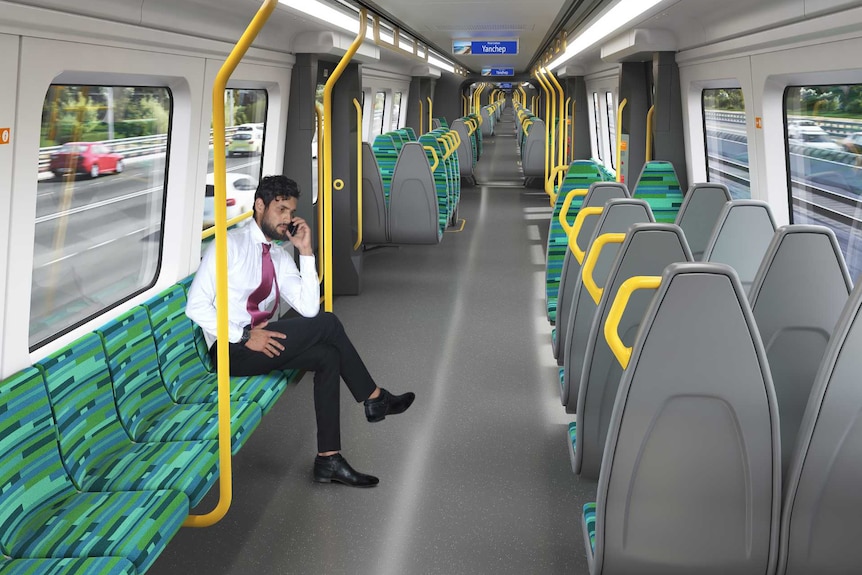 An artist's impression of the interior of a train.