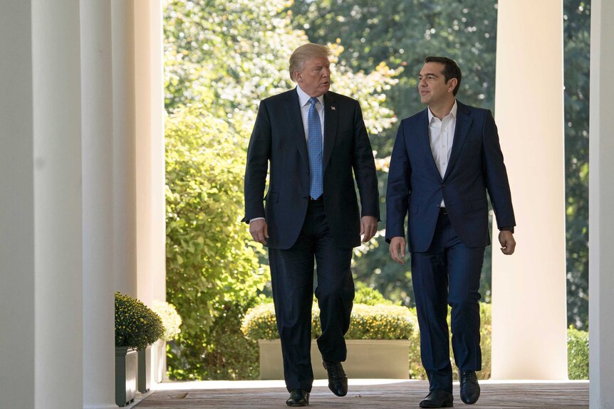 US President and the Greek Prime Minister at the White House