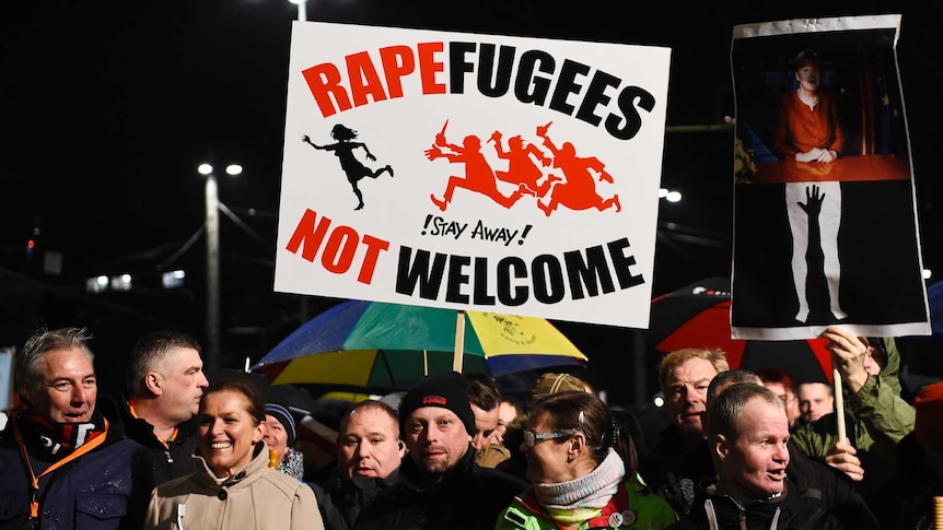 Protestors on the streets of Leipzig.