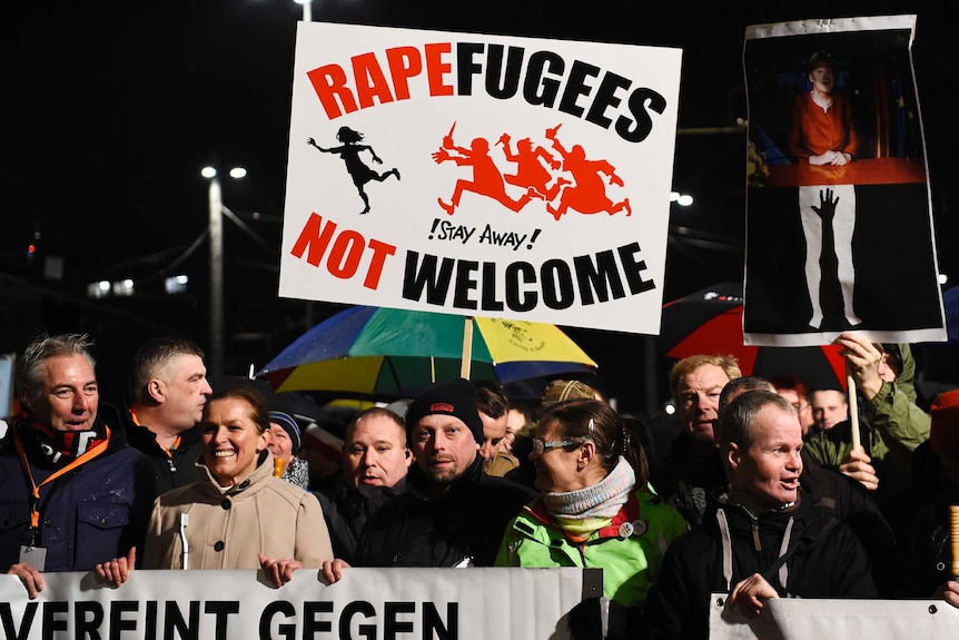 Protestors on the streets of Leipzig.