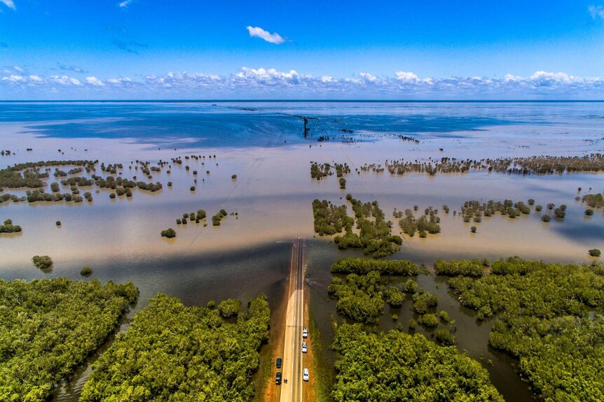 Aerial view of flooded Roebuck plains