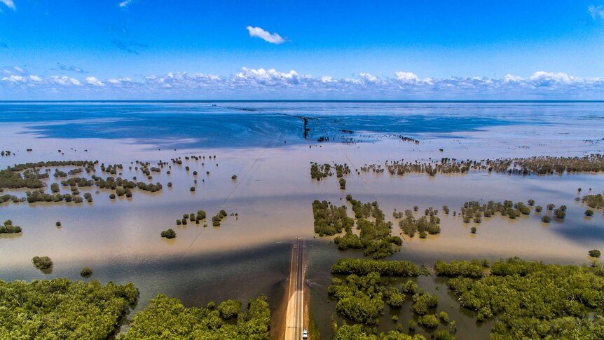 Aerial view of flooded Roebuck plains