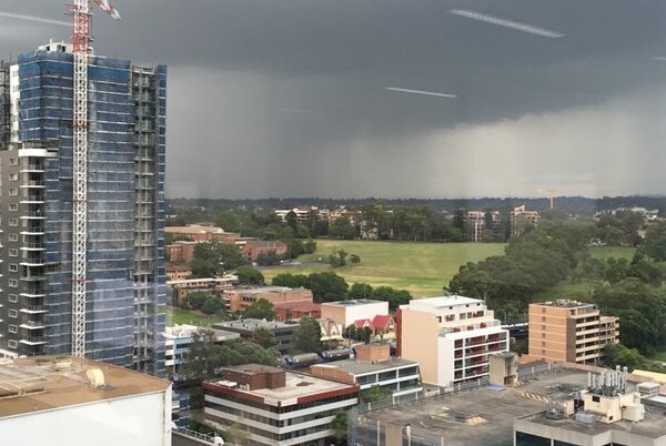 Rain clouds moving in over Sydney