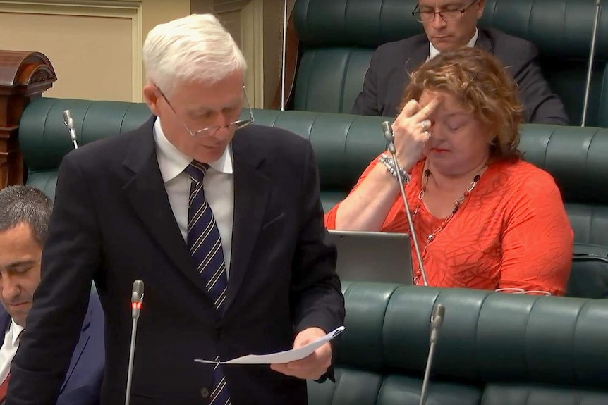 Nat Cook and her finger in parliament
