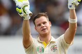 Australia's Steve Smith celebrates after reaching his Test century against West Indies in Jamaica.