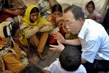 UN Secretary-General Ban Ki-moon speaks to Pakistan flood victims