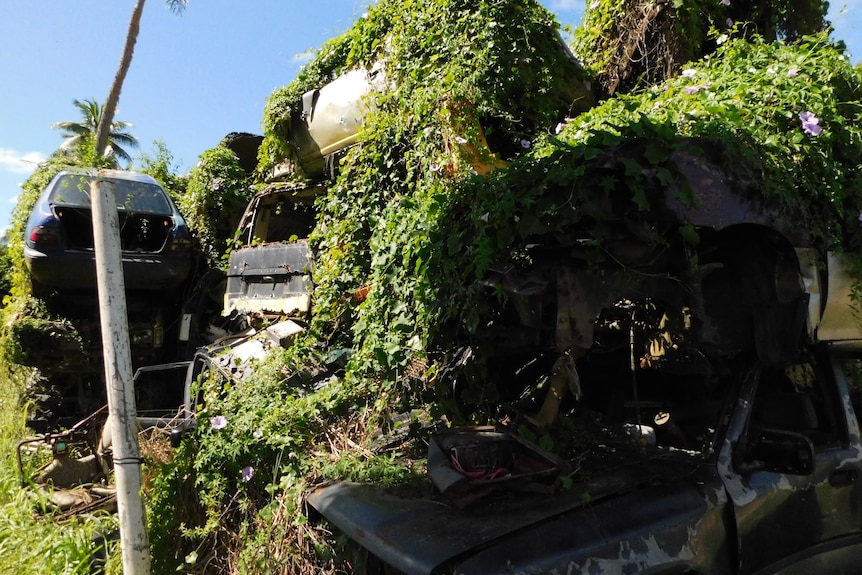 Abandoned cars on the main island of Tongatapu