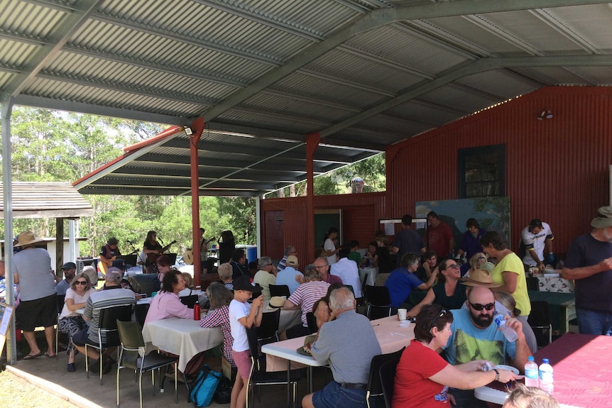 A crowd gathered at Pappinbarra's Grown and Gathered community market, showing their support for those affected by the bushfires