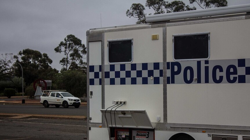 A police van parked on the side of the road.