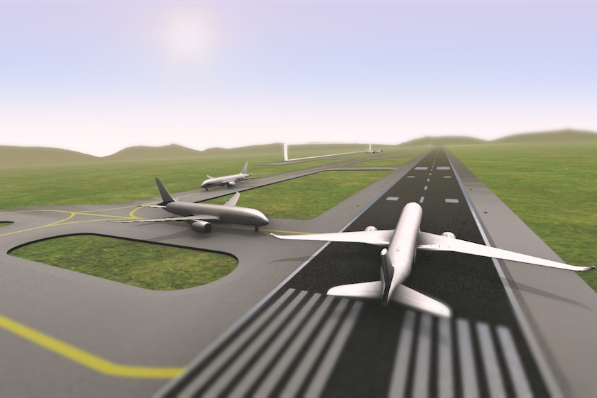 artist impression of plane on runway