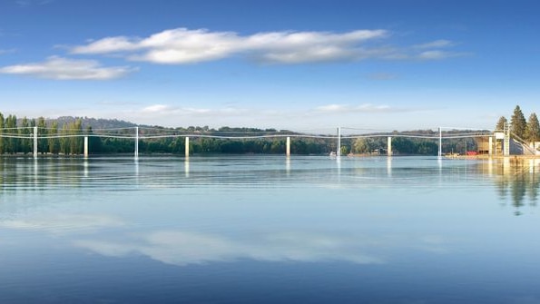 Concept design of now abandoned Immigration Bridge across Lake Burley Griffin