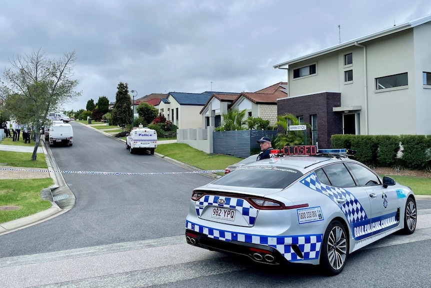 A police car on a street.