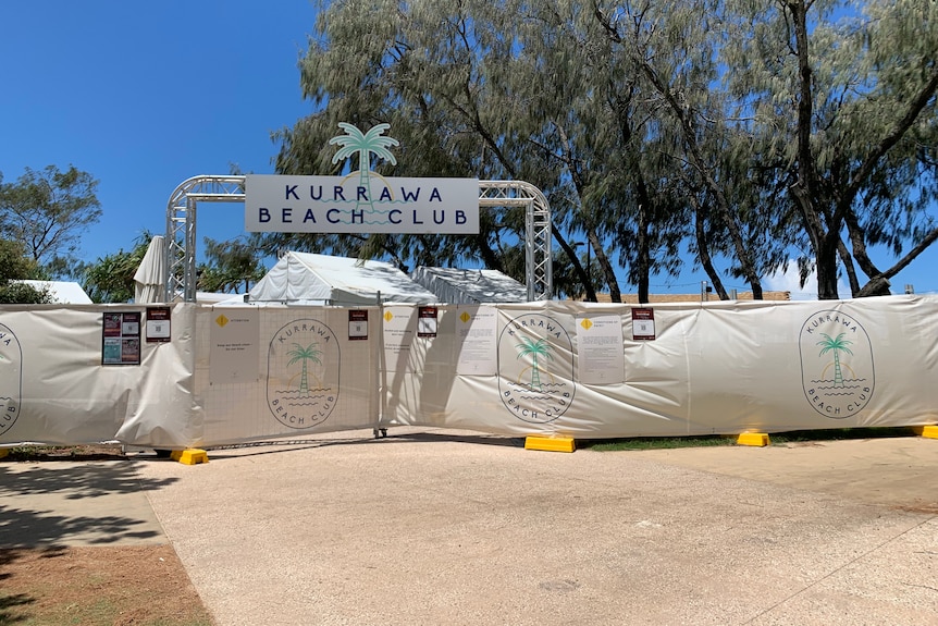 Gates closed at the front of a temporary business called the Kurrawa Beach Bar.